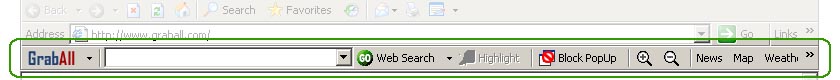 Sample of GrabAll Toolbar on Internet Explorer